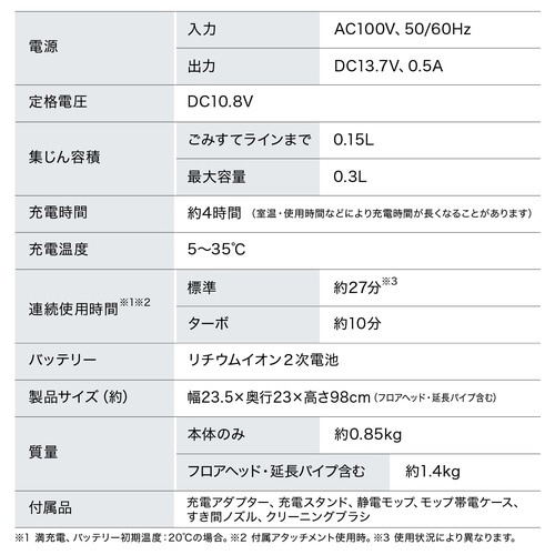 充電式サイクロンスティッククリーナー スタンド付き
