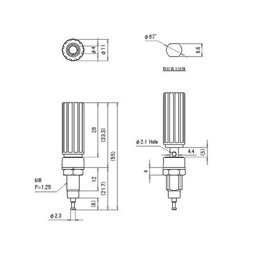 絶縁ターミナル(4mm 取付孔φ8mm