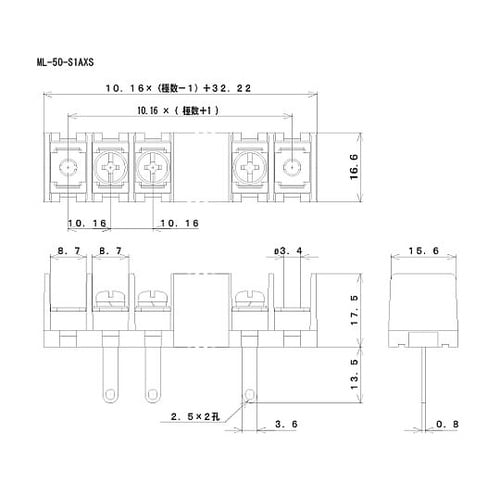貫通型ねじ式端子台 M4セムスねじ 10