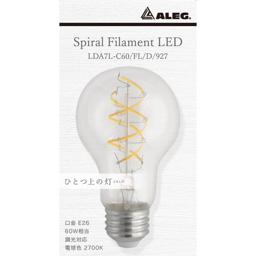 フィラメントLEDランプA形60W形クリア・電球色