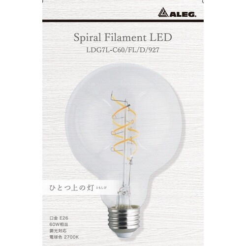 フィラメントLEDランプG形60W形クリア・電球色