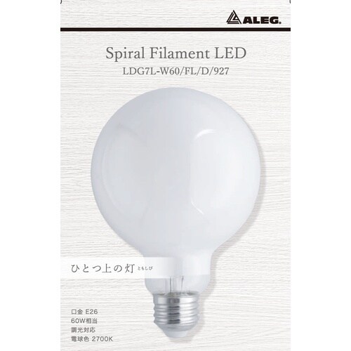 フィラメントLEDランプG形60W形ホワイト電球色