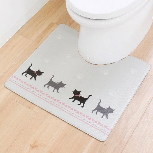 拭いてお手入 トイレマット 55x60 猫 GY