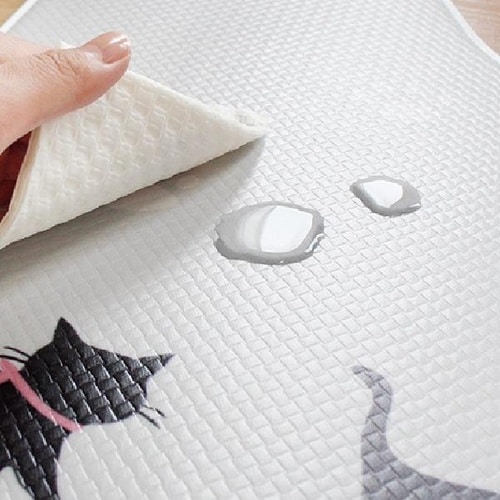 拭いてお手入キッチンマット45x120 猫 GY