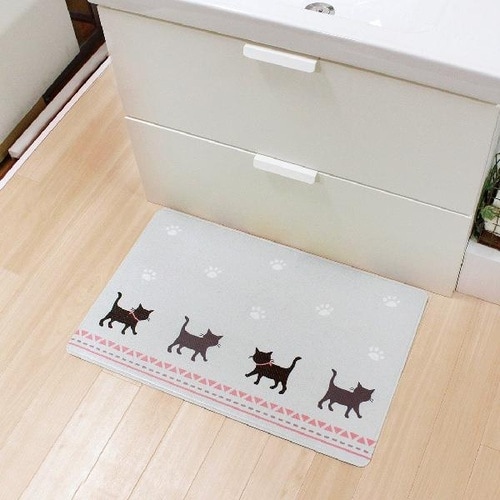 洗面マット 45x70 キャット GY