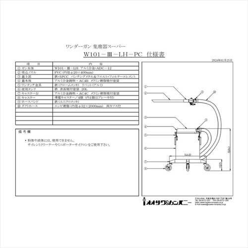 W101−III−LH−PC 取付型・集塵器セット