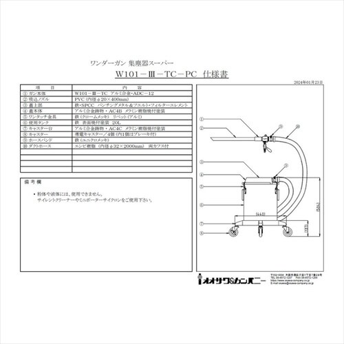 W101−III−TC−PC 取付型・集塵器セット