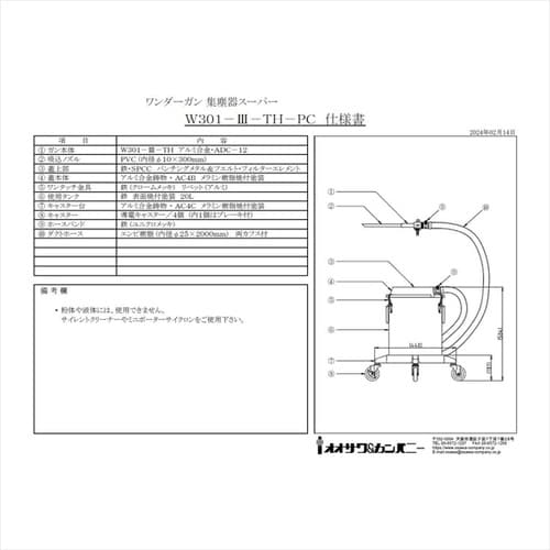 W301−III−TH−PC 取付型・集塵器セット