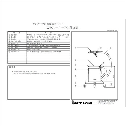 W301−II−PC 深穴タイプ・集塵器セット
