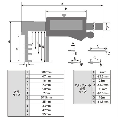 デジタルノギス ネック測定 200mm