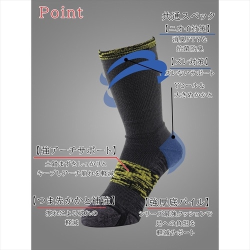 アシトモ 5本指クルー2足組 カラー 715339