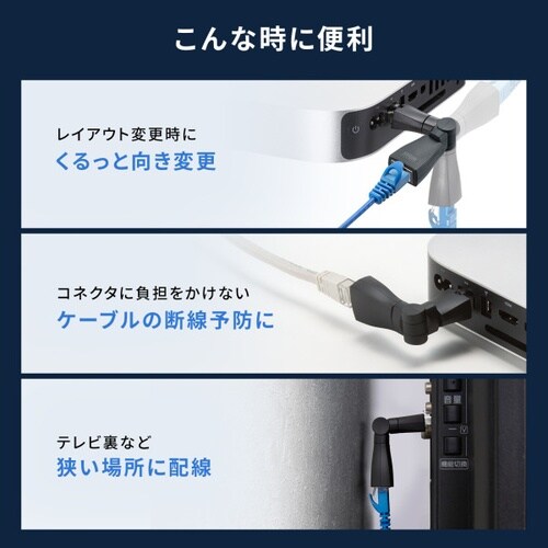 RJ−45 回転式アダプタ(Cat6A・STP)