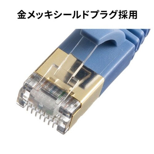 CAT7フラットLANケーブル(0.5m・ブルー)