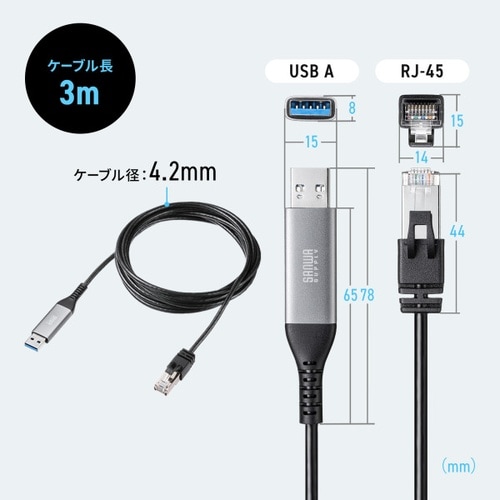 USB A LAN変換ケーブル(3m)