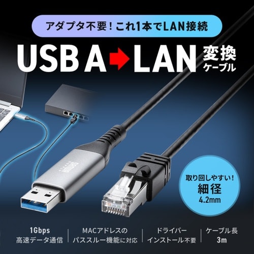 USB A LAN変換ケーブル(3m)