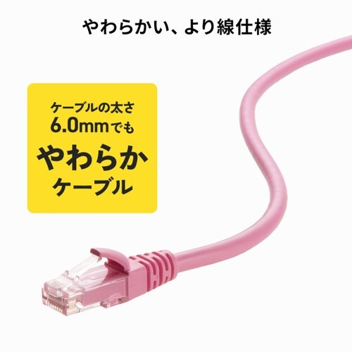 カテゴリ6Aより線LANケーブル(ピンク・1m)