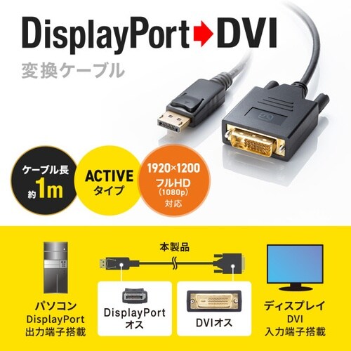 DisplayPort−DVI変換ケーブル 1m
