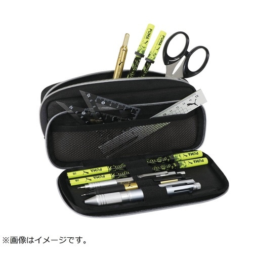 ヘザーダブルペンケース(ブラック)×3