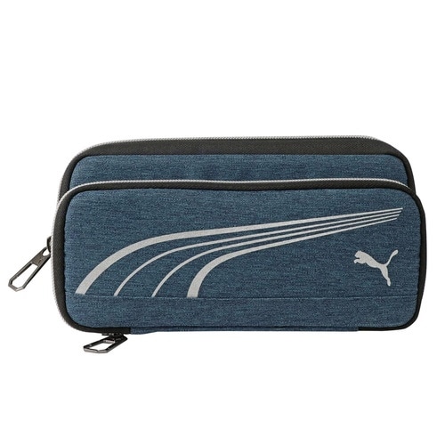 ヘザーダブルペンケース(ブルー)×3