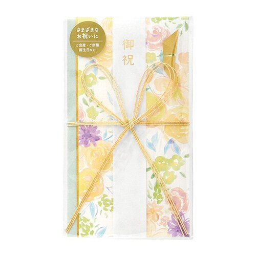 花柄御祝金封 イエロー×5
