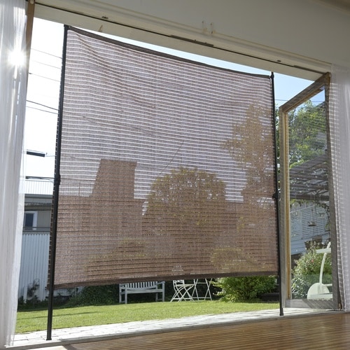 突っ張り目隠しサンシェード200×200 ブラウン