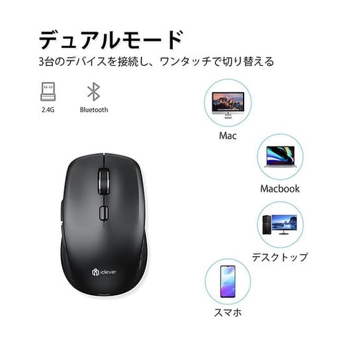 iClever ワイヤレスマウス ※ブラ