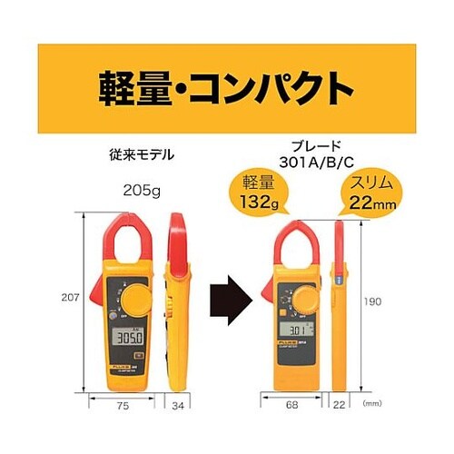 ポータブル軽量クランプメーター 301+
