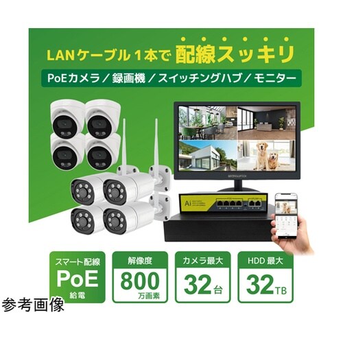 4k(800万画素)PoEタイプNVR防