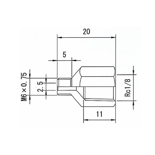 Rc1/8”xM6−0.75 アダプター