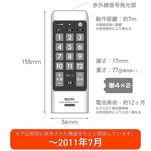 RC−TV008HI テレビリモコンHI