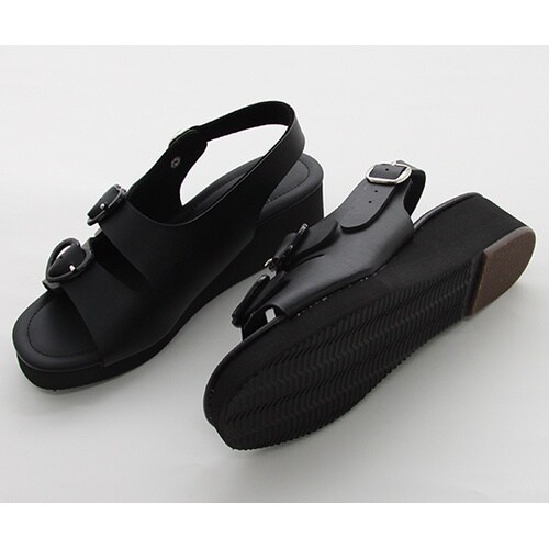 12472 ハート2バックルサンダル黒M