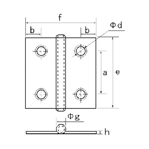 カラー丁番 袋入り(2枚)・厚口51mm