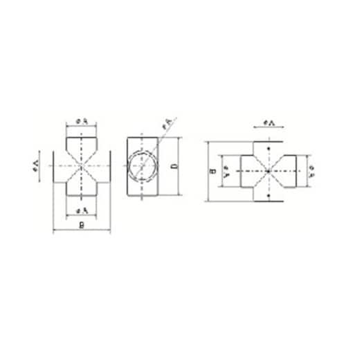 B28430 パイプ継手クロス・32mm