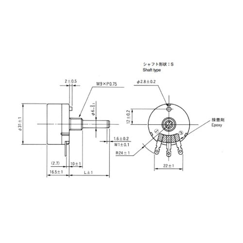 RV30YN100オーム RV30YN型