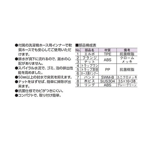 D−SPM−PU50mm 床排水トラップ
