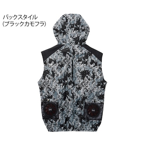 74200 空調服ベスト 黒カモフラ S