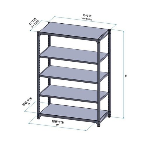 HA3−6425 軽中量棚 5段 単体