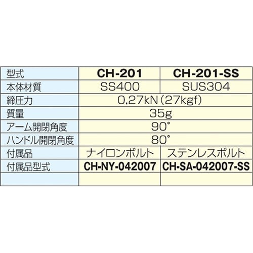 CH−201 ハンドル横型トグルクランプ