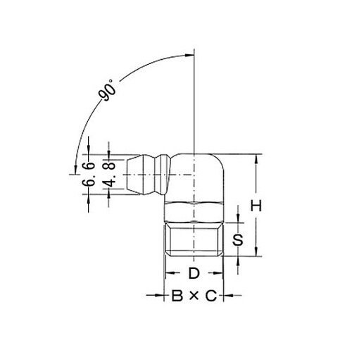 M10x 1.0 グリースニップル(90