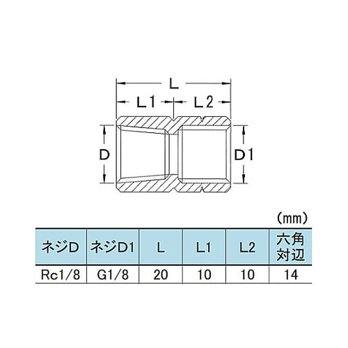 Rc1/8”x G1/8” 中間ソケット