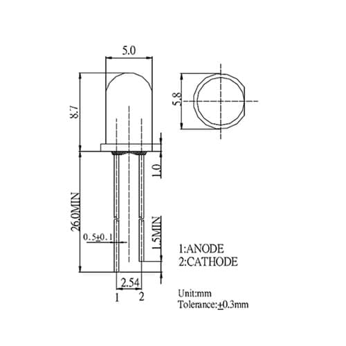 φ5mm 赤外線LED 940nm 15