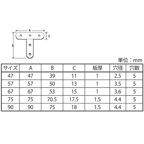 ステンレス T字 75 10個入
