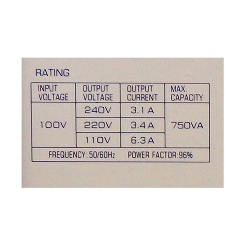 交流電圧変圧器(昇圧専用) 750VA