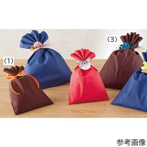 無地 梨地ギフトバッグ ブラウン 幅24