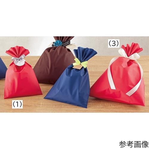 無地 梨地ギフトバッグ レッド 幅30×