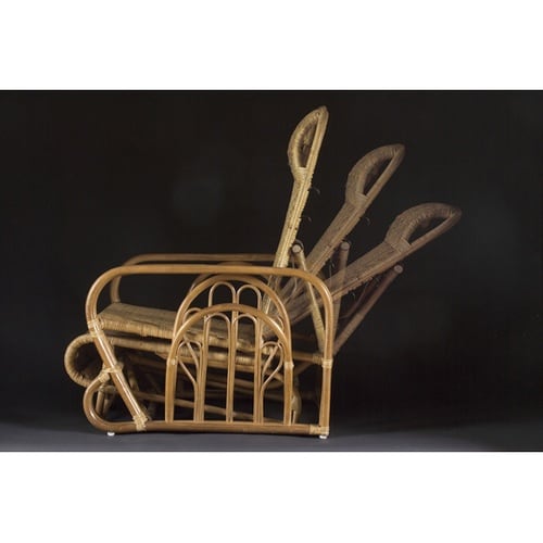 天然籐リクライニングチェア(マガジンラッ