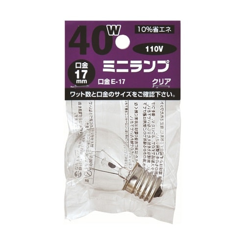 白熱電球 ミニランプ 40W型クリア S