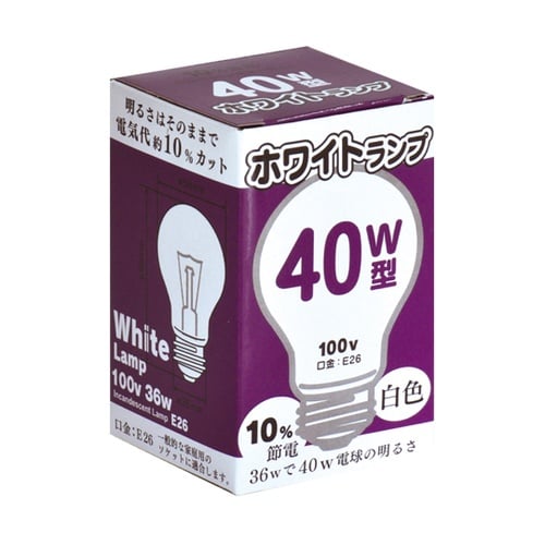 白熱電球 ホワイトランプ 40W型 LW