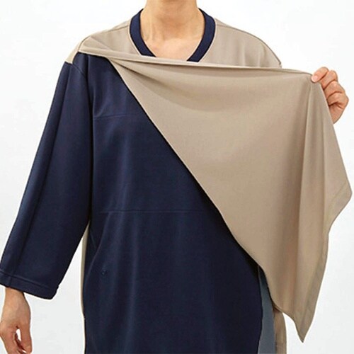 前開き検診用シャツ ライトブラウン×ネイ