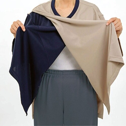 前開き検診用シャツ ライトブラウン×ネイ